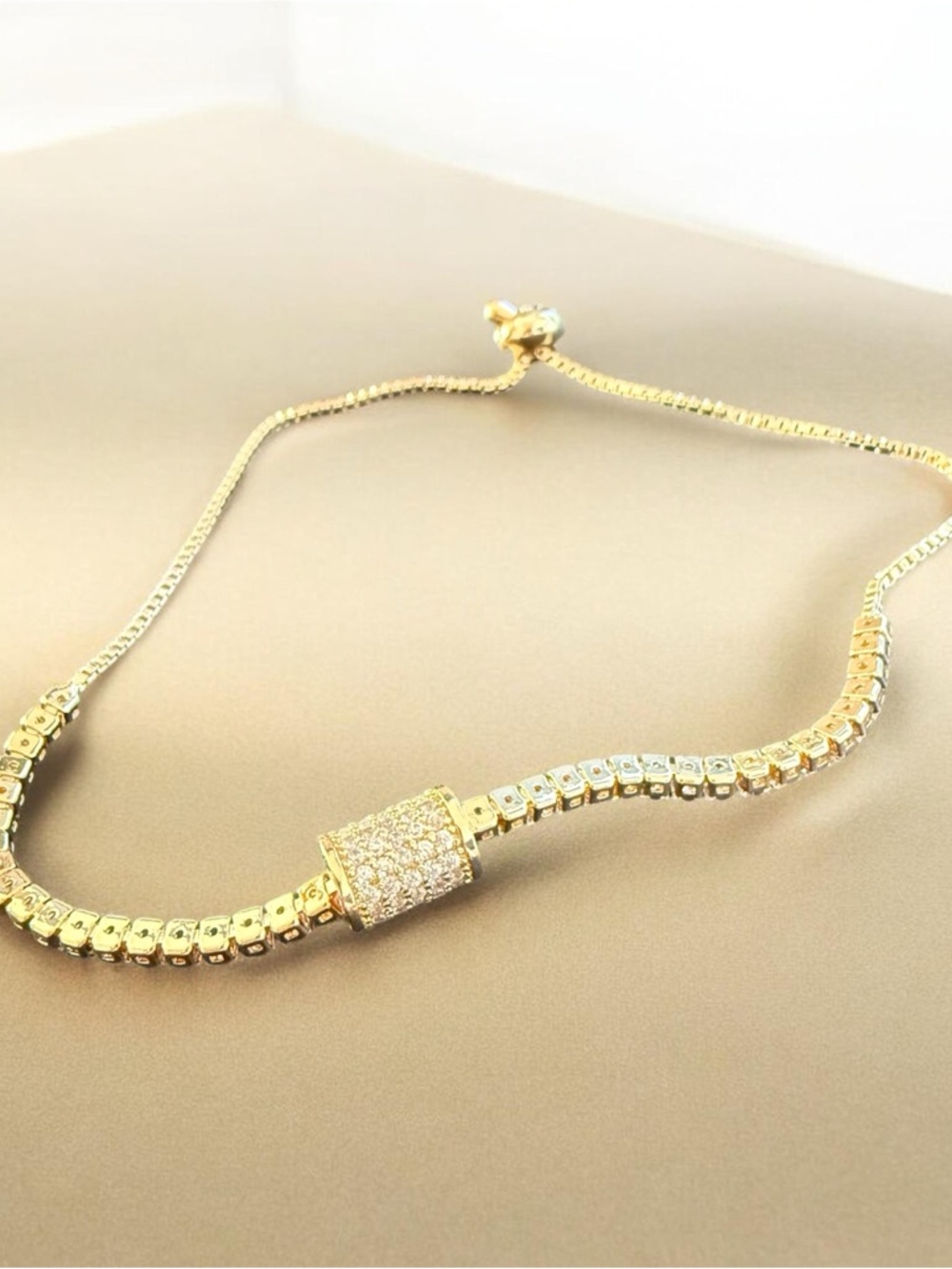 Pave Cylinder Tennis Bracelet